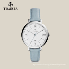 Women′s Quartz Watch with Slim Blue Leather Strap 71020
